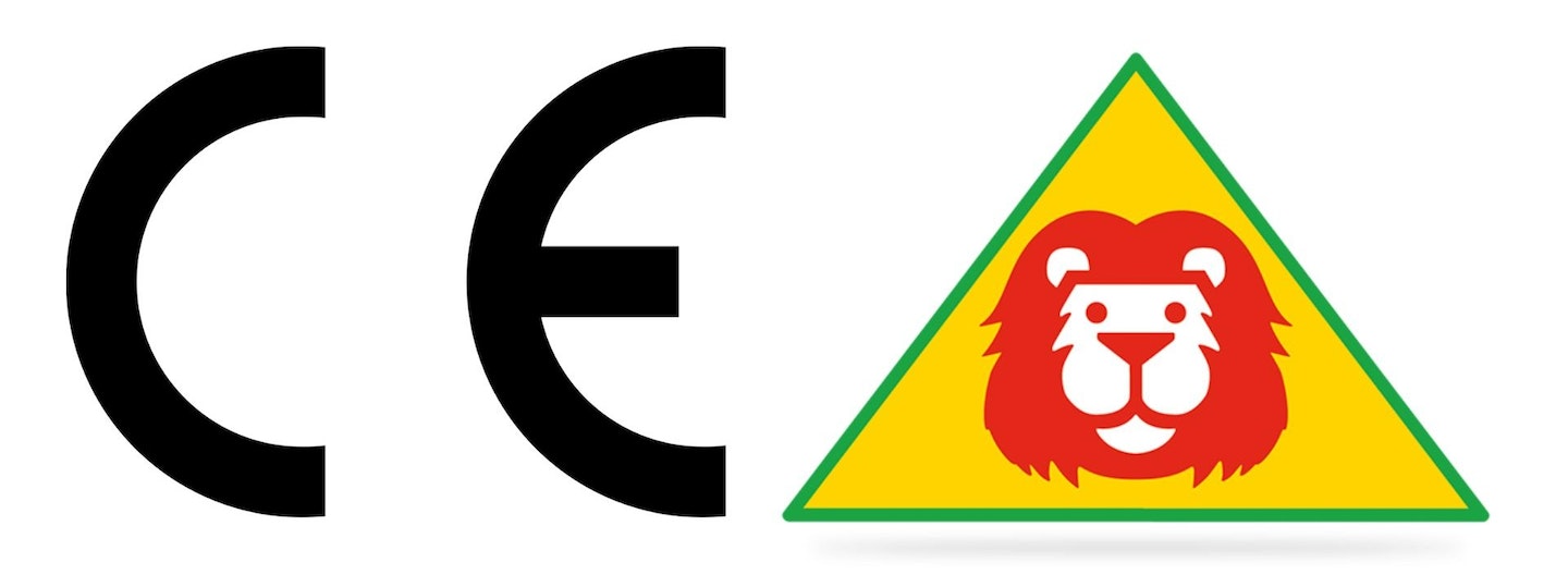 CE and lion mark