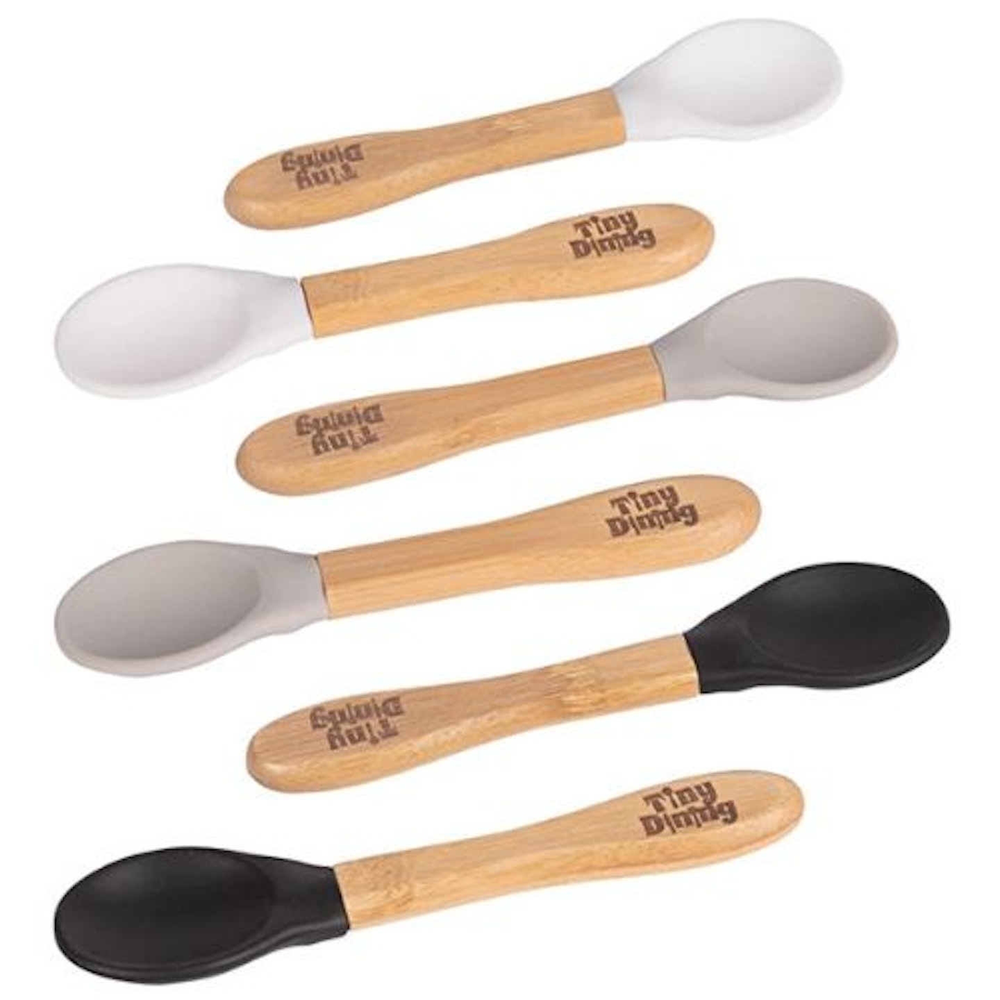 Tiny Dining x6 Children's Bamboo Soft Tip Silicone Spoons